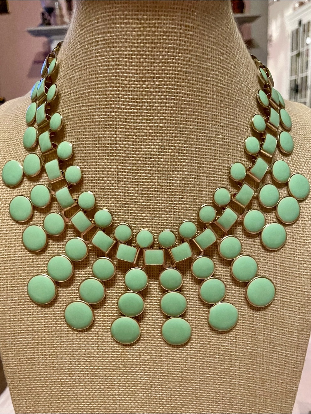 Mint Green Statement Bib Necklace
